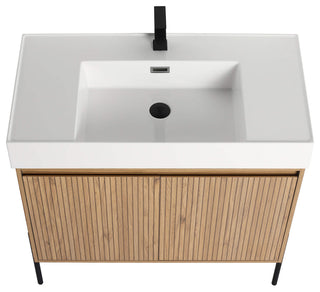 Fine Fixtures Crownpoint Bathroom Vanity, Bright Oak, 36", White