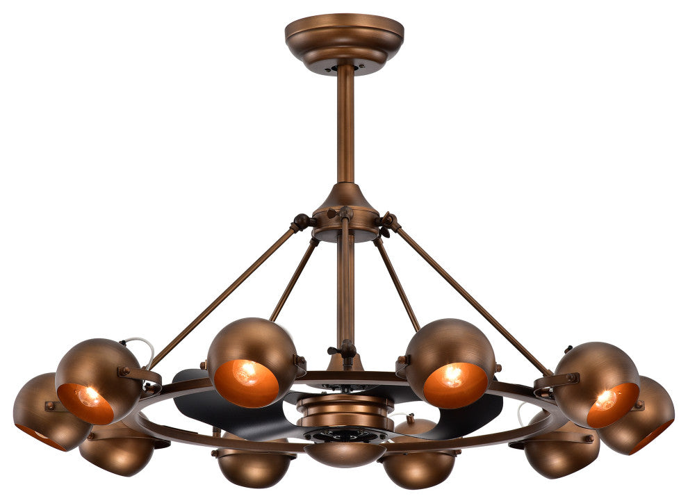 Cath Satin Bronze 39-Inch Fandelier with 3 Fan Blade and 10 Light