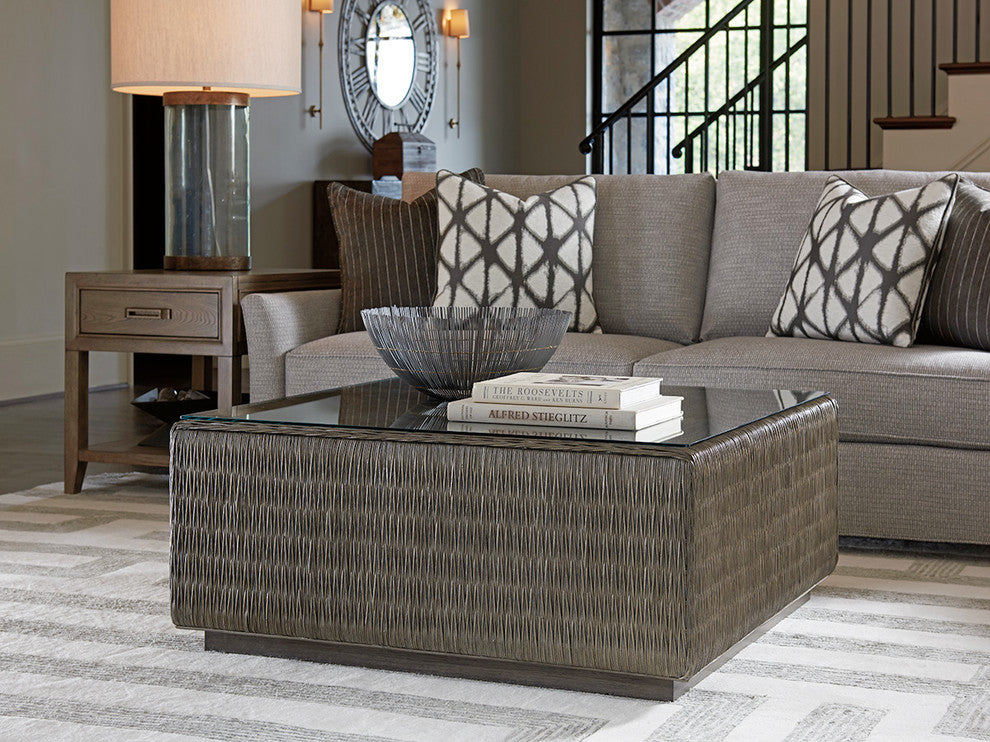 Seawatch Woven Cocktail Table Tempered Glass Top