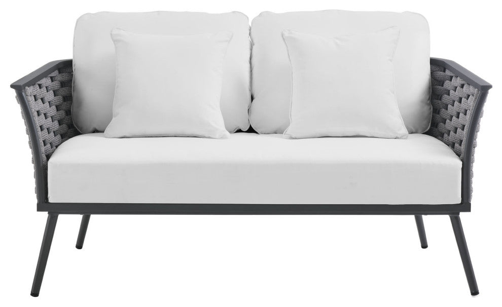 Stance Outdoor Patio Aluminum Loveseat Gray White