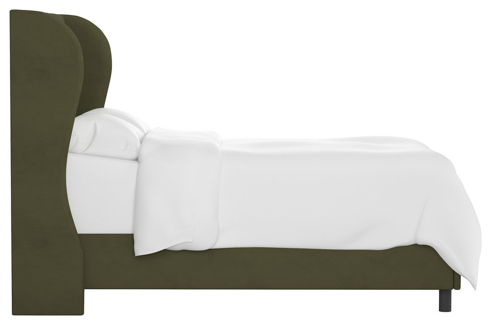 Bradwell Tufted Wingback Bed, Velvet Loden, King