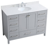 Iris 48" Single Bathroom Vanity, Gray With Backsplash