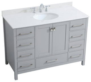 Iris 48" Single Bathroom Vanity, Gray With Backsplash