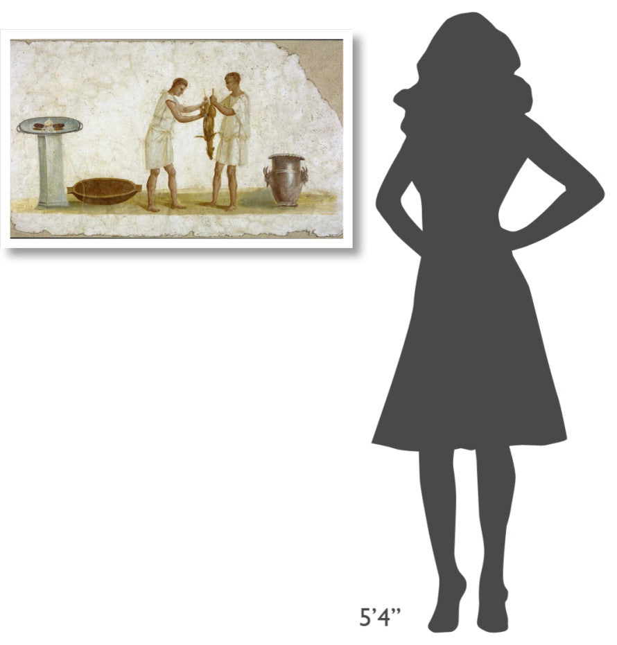 "Fragment of a Fresco Panel with a Meal Preparation" Paper Art, 38"x24"