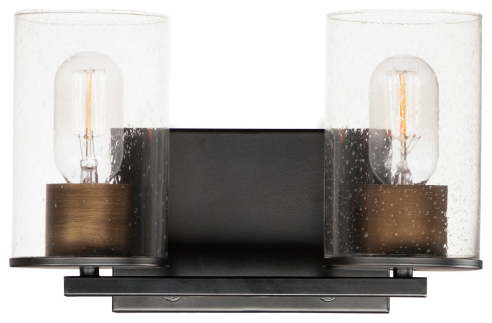 Maxim 11842CD Sleek 2 Light 12"W Bathroom Vanity Light - Antique Brass / Black
