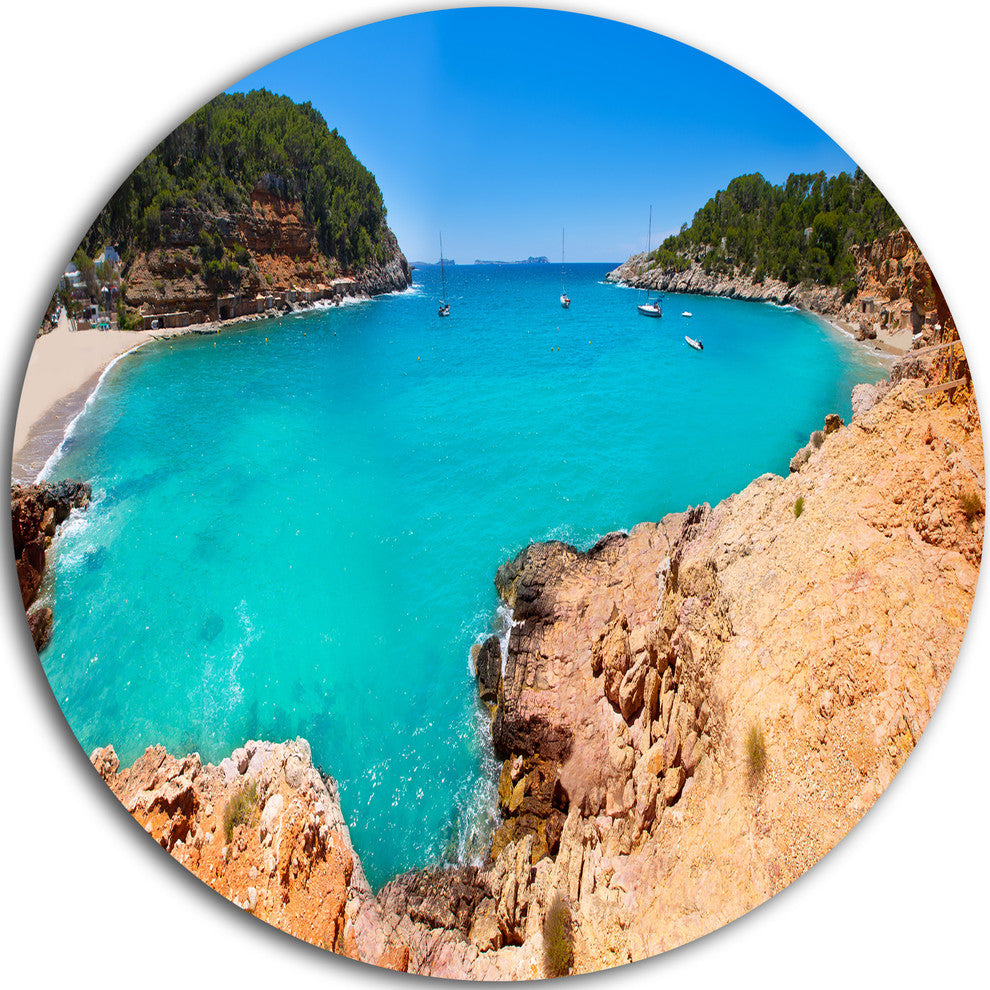 Saladeta Ibiza In San Antonio, Modern Seascape Round Wall Art, 36"