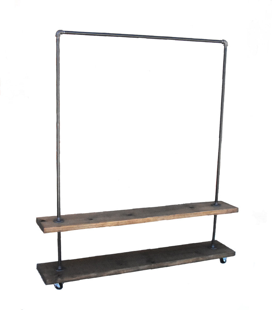 Loft Essentials - Industrial Garment Clothing Rack with Bottom Shelf