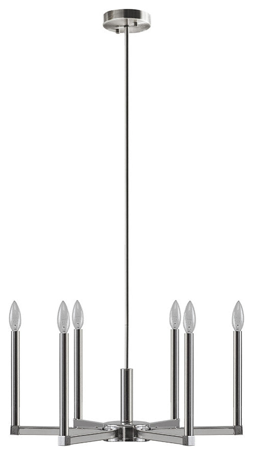 INK+IVY Renzetti Contemporary 6-Light Candle Style Chandelier, Silver