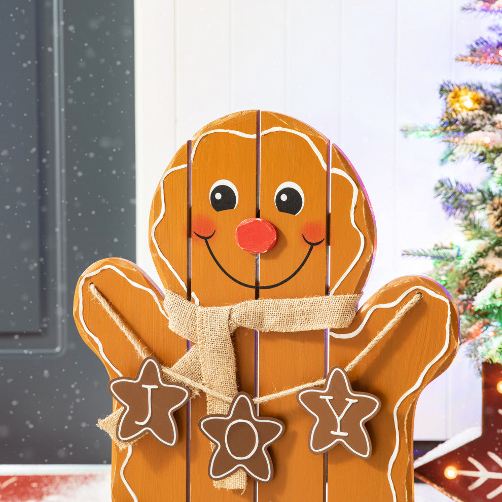 24"H Wood Gingerbread Man Porch Decor