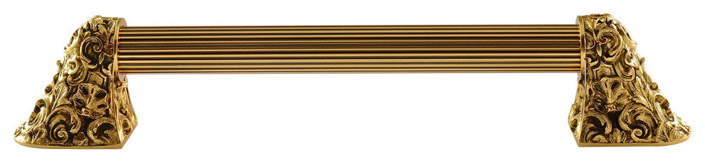 Acanthus Appliance Pull, 24k Satin Gold, 12", Fluted