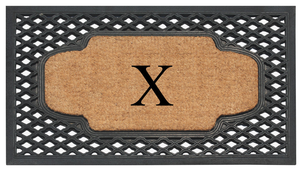 A1HC Mesh Border Rubber and Coir Monogrammed Doormat, 23"X38", Black, X