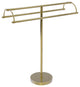 Free Standing Double Arm Towel Holder, Unlacquered Brass