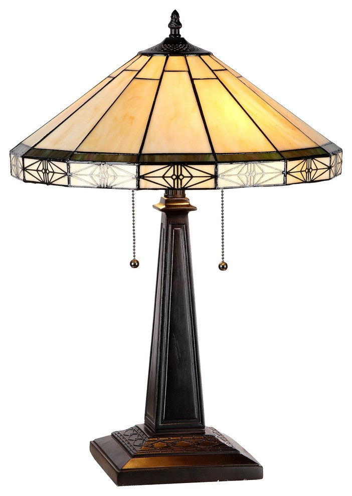 BELLE Tiffany-style 2 Light Mission Table Lamp 16inches Shade