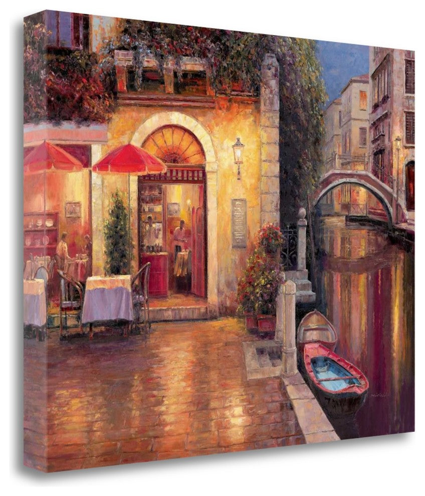"Night Cafe After Rain" By Haixia Liu, Giclee Print on Gallery Wrap Canvas