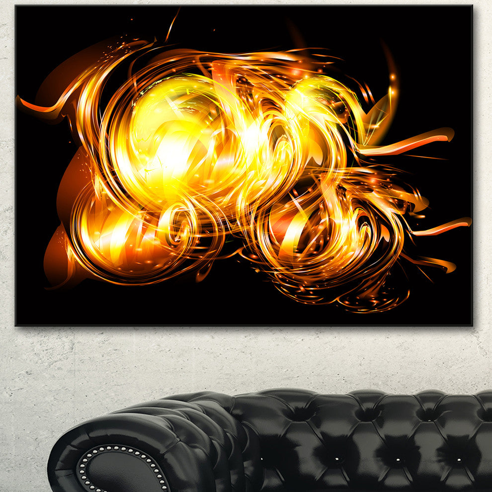 Abstract Fractal Fire on Black, Large Abstract Canvas Wall Art, 40"x30"