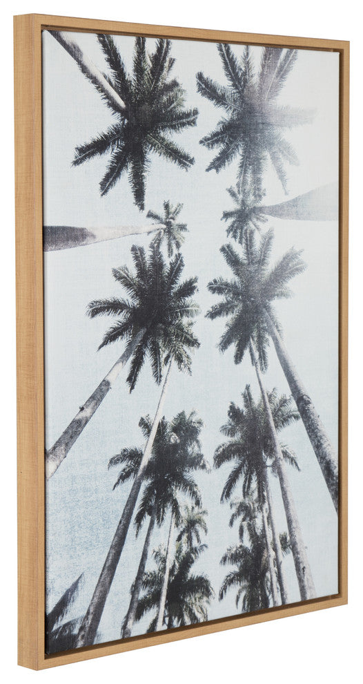 DesignOvation Palm Trees Natural Framed Canvas Wall Art