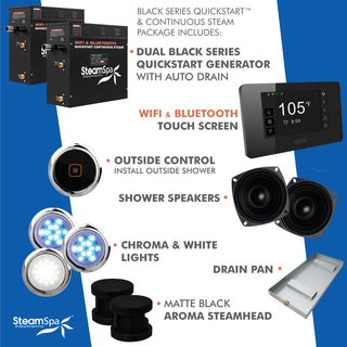 2 x 9kW QuickStart Steam Bath Generator With Dual Aroma Pump, Matte Black