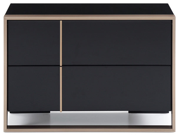 HomeRoots Modern Brushed Black and Bronze Nightstand