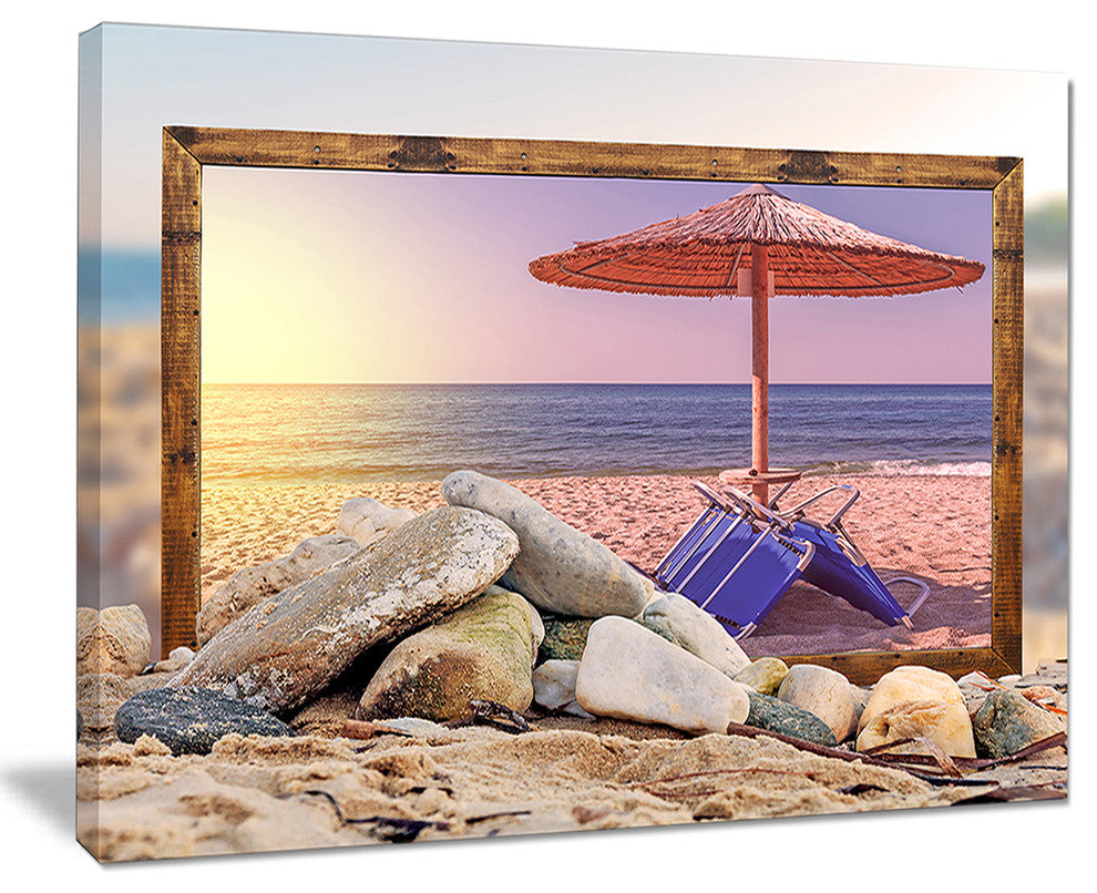"Framed Beach Sunset" Seashore Art Canvas Print, 40"x30"