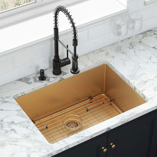 HIGOLD Single Bowl Undermount Kitchen Sink, 10", Nano, PVD Gold