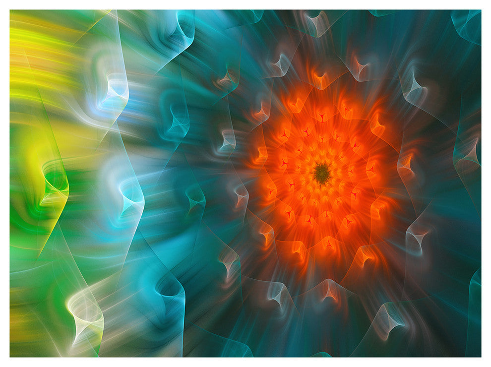 Multi Color Fractal Petals Dandelion, Floral Canvas Art Print, 40"x30"
