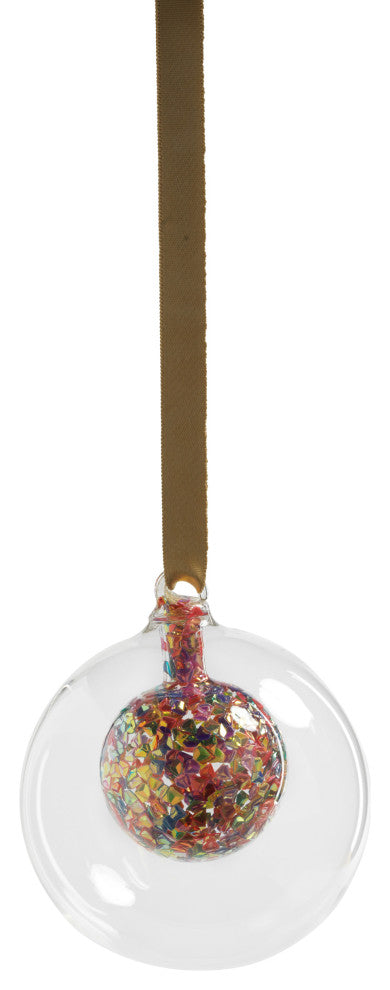 4-Piece Double Glass Sequin Ball Ornament Set, 4.75"