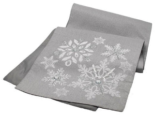 Glistening Snow Christmas Table Runner, Silver, 13''x72''