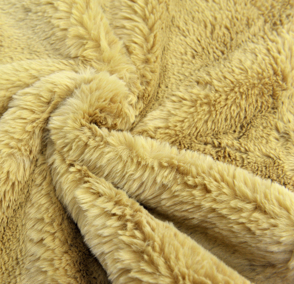 Heavy Faux Fur Throw Pillow Covers 2pcs Set, Lemon Curry, 26''x26''