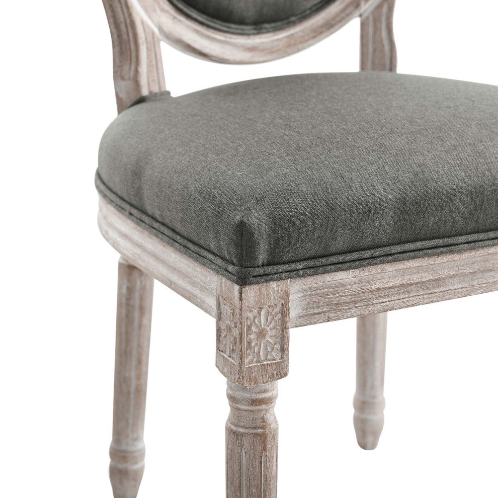 Emanate Vintage French Upholstered Fabric Dining Side Chair Natural Gray -4667