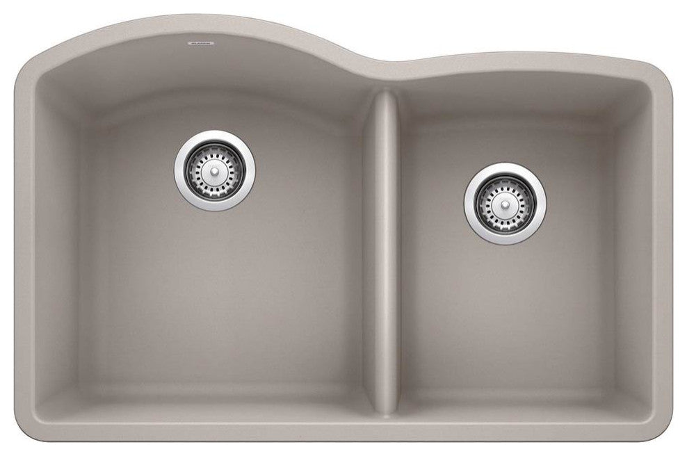 Blanco Diamond 32" 1 and 3/4 Bowl Undermount Sink, Concrete Gray