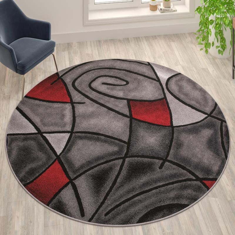 Jubilee Collection Modern Abstract Pattern Area Rug, Blue, 7' X 7'