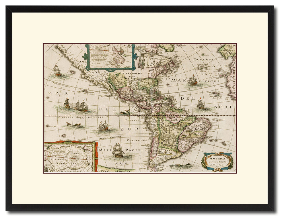 America Vintage Antique Map Wall Art, 16"x21"