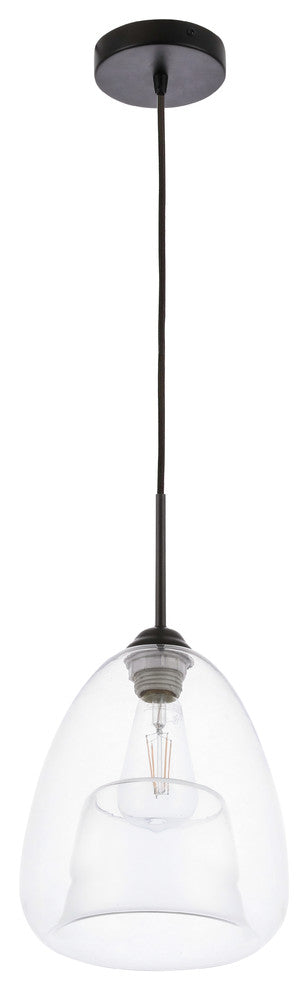 Black Finish And Clear Glass 1-Light Pendant