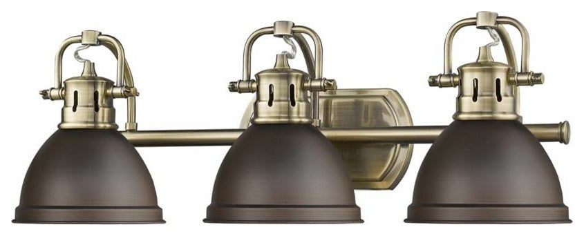 Golden Duncan 3 Lt Bath Vanity, Aged Brass, Rubbed Bronze