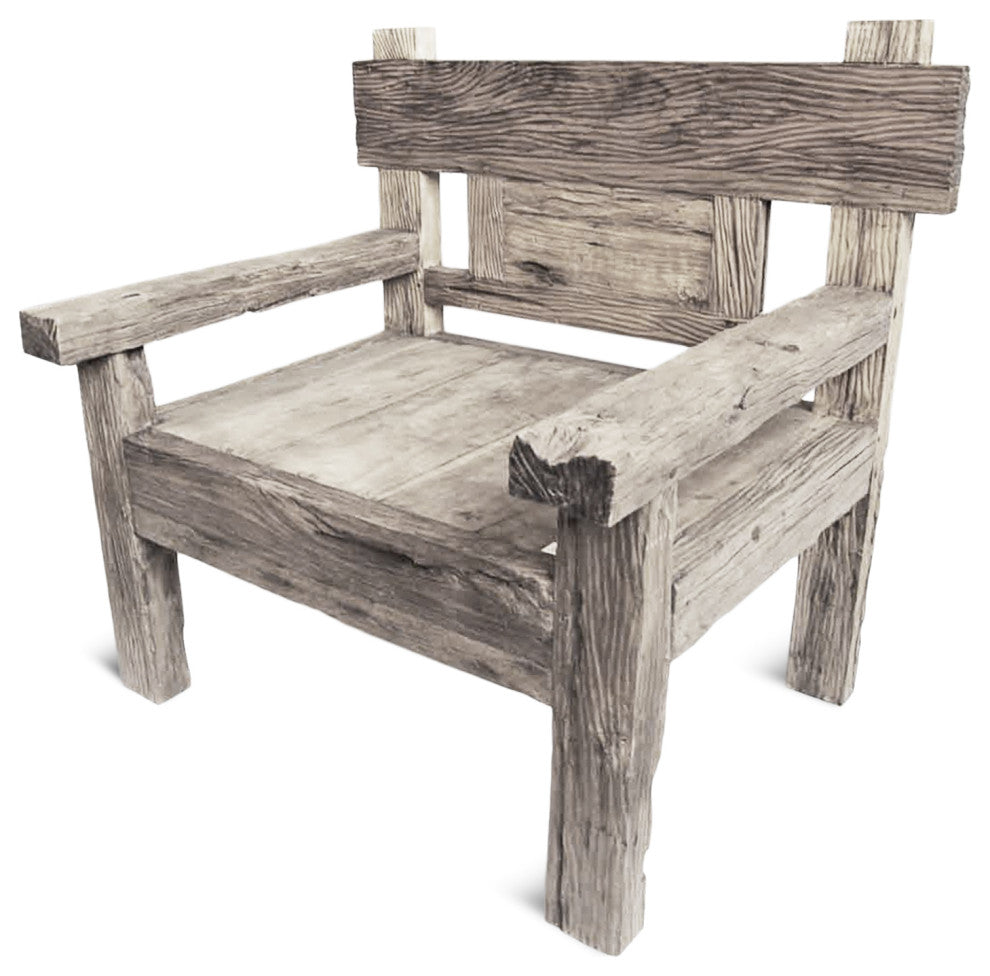 Outdoor Grey Teak Railway Wood Chair