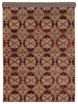 Adeline Floral Panel Traditional Area Rug, Red, 6'7"x9'6"