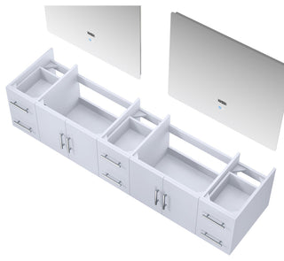 Geneva Transitional Glossy White 84" Double Vanity with 36" Led Mirrors, no Top