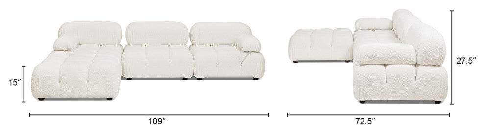 Marcel 109.5" Modular Sectional, Ivory White Boucle