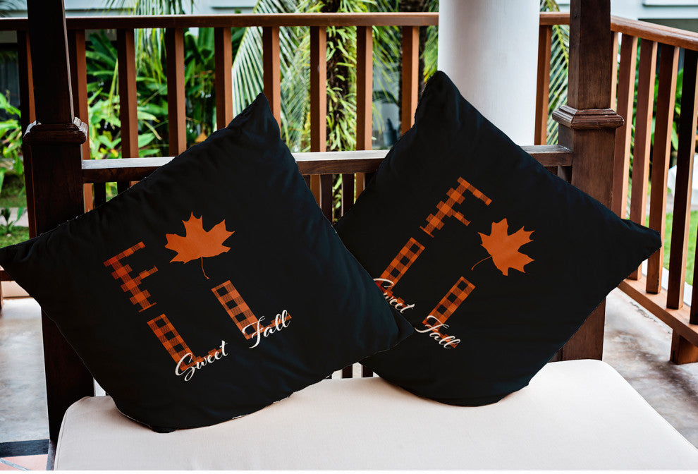 Sweet Fall Indoor/Outdoor Throw Pillow, Black, 18"x18"