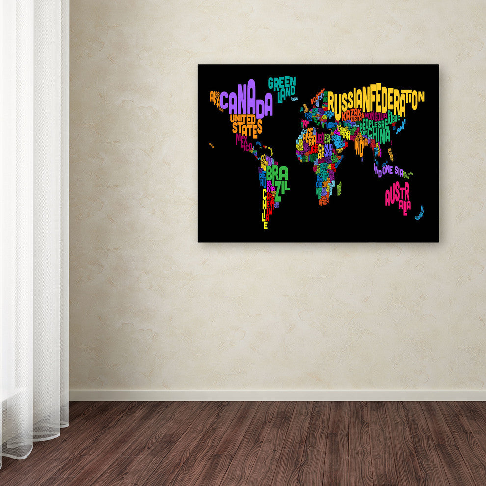 ''World Text Map 4'' Canvas Art by Michael Tompsett
