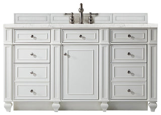 Bristol 60" Single Vanity Bright White, Eternal Jasmine Pearl Quartz
