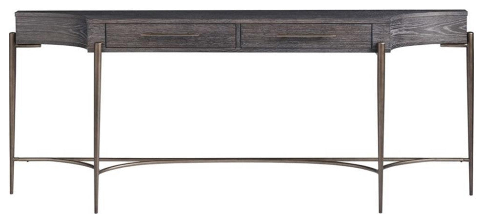 Maklaine Modern styled Wood Console Table in Onyx Brown Finish