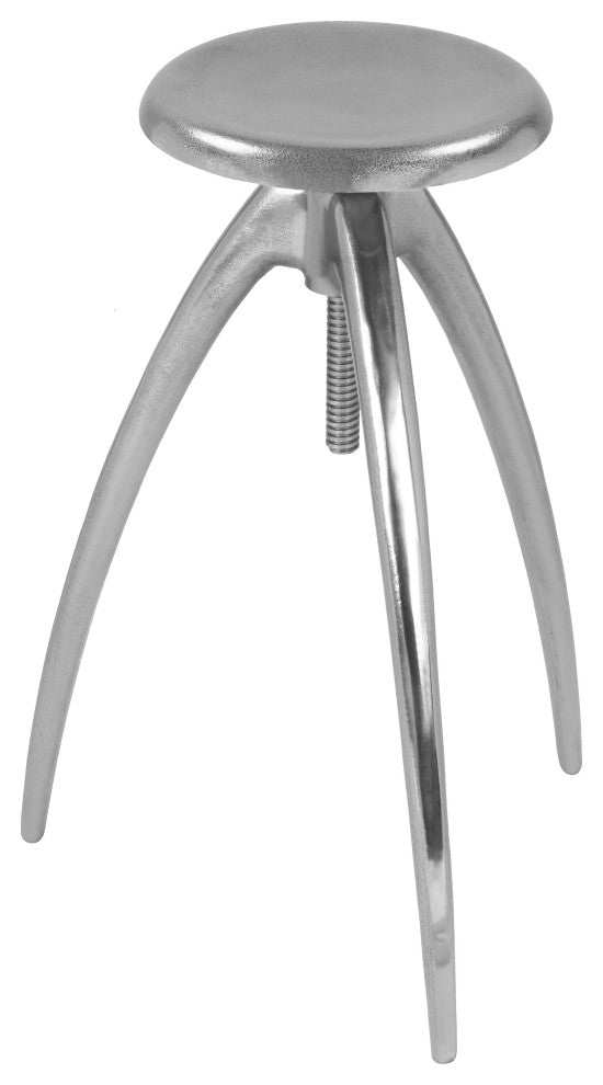 Clara Aluminum Adjustable Bar/Counter Stool, Silver