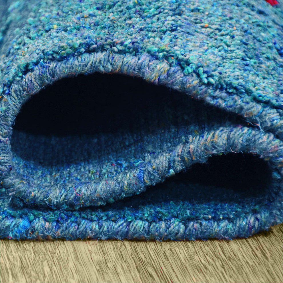 HAND KNOTTED LOOM SILK ECO-FRIENDLY RUGS-5'x8',Rectangle,Light Blue,Contemporary