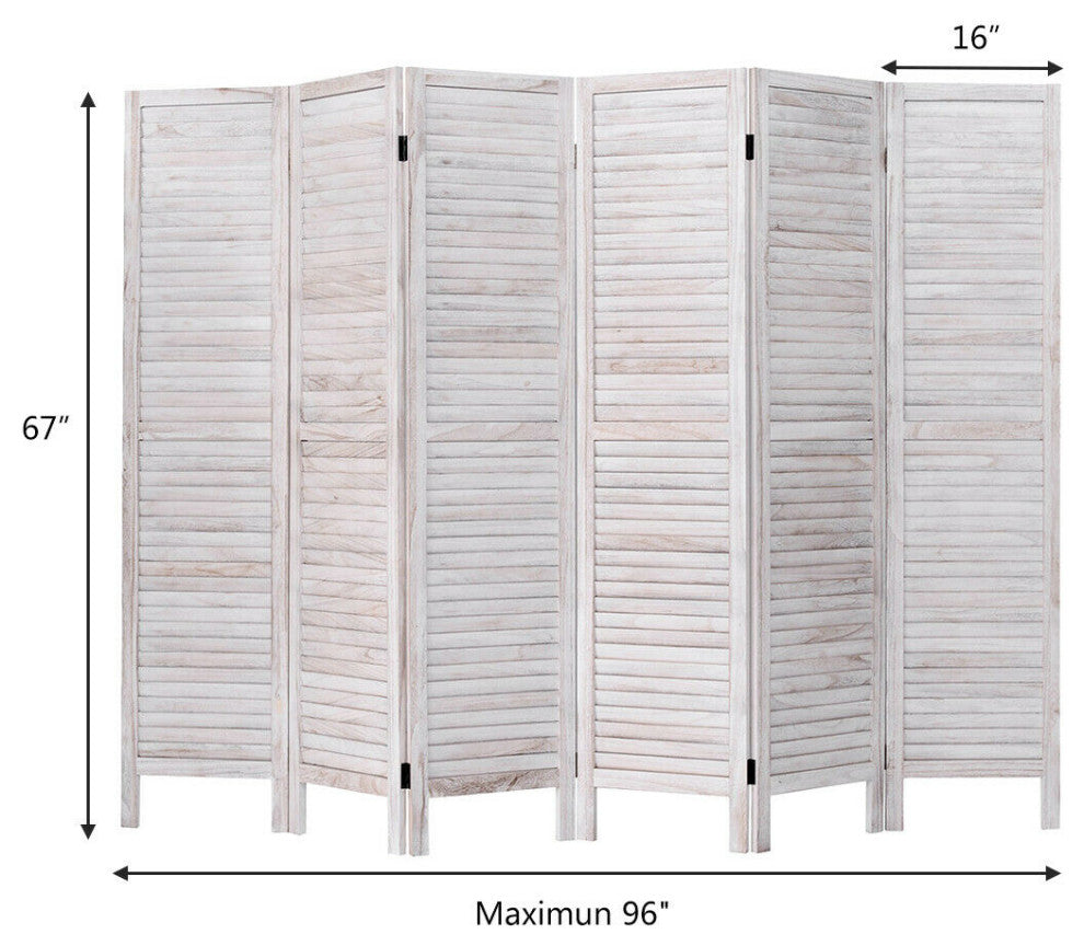 Costway 6 Panel Room Divider Furniture Classic Venetian Wooden Slat Home