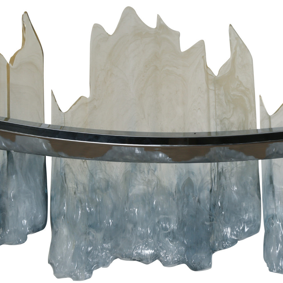 LNC Hanabalter 1-Light 28" Modern Resin LED Chandelier, Silver