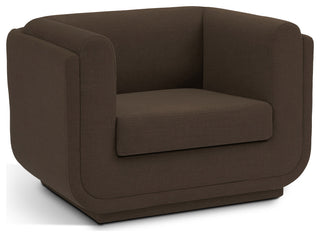 Kimora Linen Textured Fabric Upholstered Chair, Brown