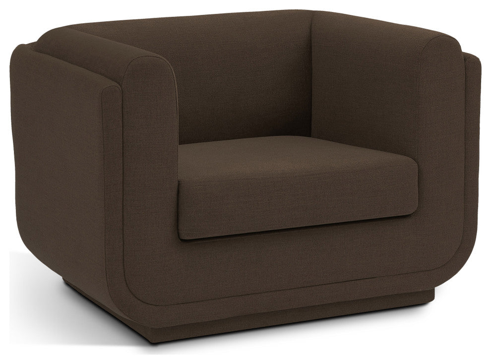 Kimora Linen Textured Fabric Upholstered Chair, Brown