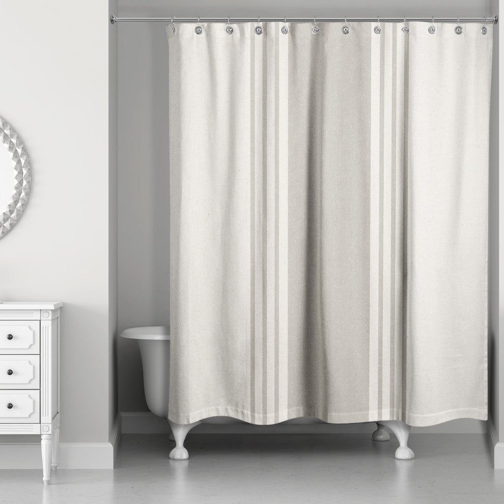 Neutral Linen Stripe 71x74 Shower Curtain