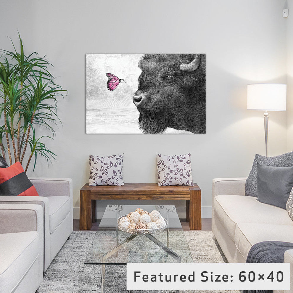 "Bison and Butterfly" by Eric Fan, 26x18x1.5